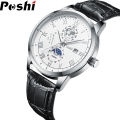 POSHI Fashion Quartz Business Simple Leather Casual Waterproof Watches for Men luxury New brand Wrist watch. 