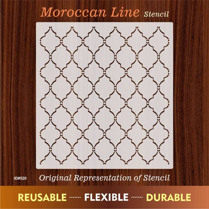 Moroccan Line Pattern Stencil for Painting on Wood, Canvas, Paper, Fabric, Floor, Wall. ID 520
