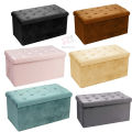 New Velvet Ottoman Storage Benches Folding Stool Soft Cushion Footrest Toy Storage Box Seat for Living Room Poof Foot Stool,38x76cm. 