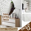 [Pack of 12] 3D Brick Wall Stickers Self Adhesive Wallpaper Sheets | Peel and Stick 3D Wall Brick Room Panels PE Foam High Quality Bricks Wallpaper. 