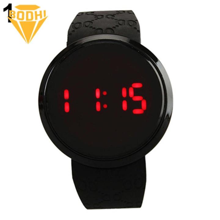 BODHI Men Fashion Waterproof LED Round Touch Screen Day Date Silicone Wrist Watch