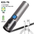 K31 Powerful T6 LED Flashlight Lamp Zoom Torch USB Rechargeable led Light Camping Lamp Flash Light Torch. 