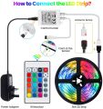 LED Strip Light with Remote 5M, SOLMORE RGB Strips Lighting SMD5050 Color Change LED Rope Lights Ideal for bedrooms, Party Decorations, with Adhesive and Fixed Clips, 12V Power Supply. 