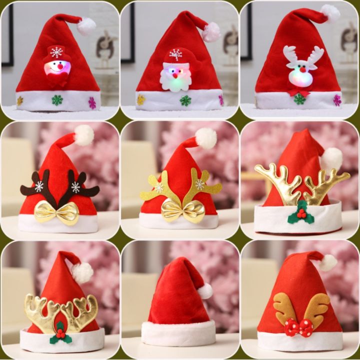 New Elk Santa Claus Cap Antler Navidad Christmas LED Hat Festive Supply ...