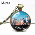 2019 New Stray Kids Pendant Members Kpop Male Group Necklace Glass Cabochon Pendants Round Jewelry HZ1. 