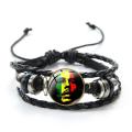 Jamaican Reggae Rock Singer Bob Marley Charm Bracelet Mens Punk Wrap Leather Bracelets Hip Hop Hand Jewelry Gift for Fans. 