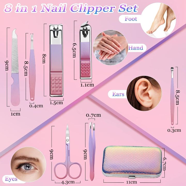 Manicure%20Set%20Women%20Nail%20clippers%20Set%20Fashion%20Nail%20Care%20Tools,%20Professional%20Stainless%20Steel%20Pedicure%20Manicure%20Set%20with%20Travel%20Leather%20Girls%20Grooming%20Kits%20-%20Image%202