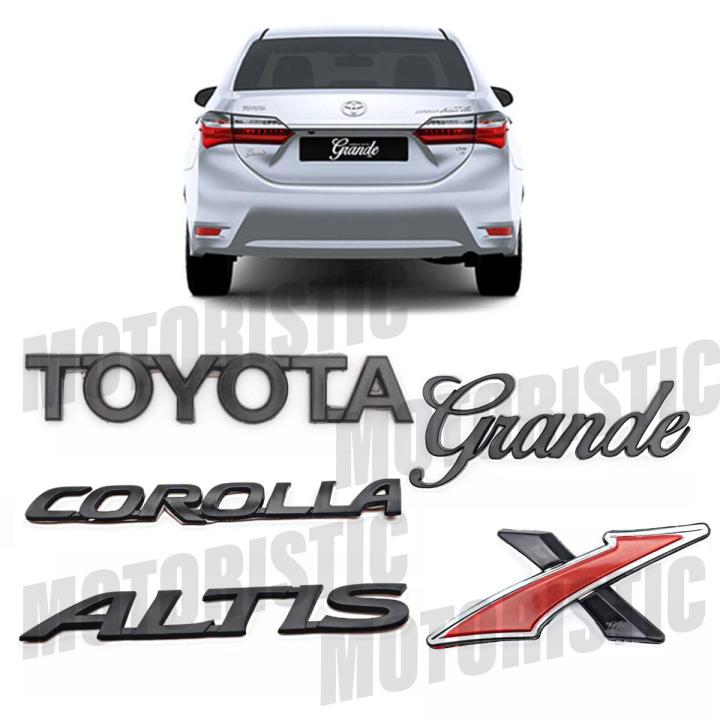 Set Of 5 Logos / Emblems For Toyota Corolla Altis Grande X in Black Color Matte Finishing