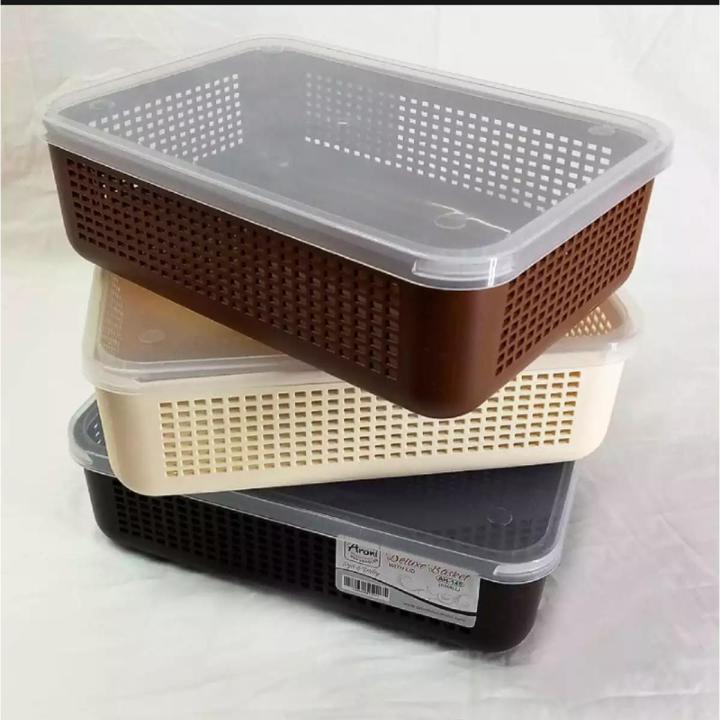 Small Basket with Cover for Multipurpose use (1 Pc Small Size Random Colors) (Length 11inches Height 8inch Depth 3inches)