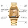 SKMEI 1220 Waterproof Men's Fashion Casual Quartz Wristwatch, Chronograph Digital Dual Time Sports Watch - Gold. 