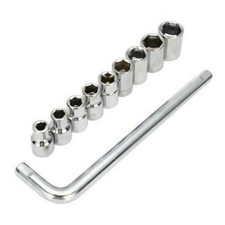 Professional Heavy Duty Socket Wrench Set Tool Kit 9 Pc 1/2″ Drive Socket Set 8-24mm Metric Sockets With “L” Wrench In Box