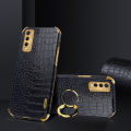 Casing for Vivo Y20 Crocodile Pattern 360 Degree Rotating Ring Protective Cover Compatible with Magnetic Car. 