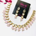 Pink Color Kundan Jewelry Set For Girls. 