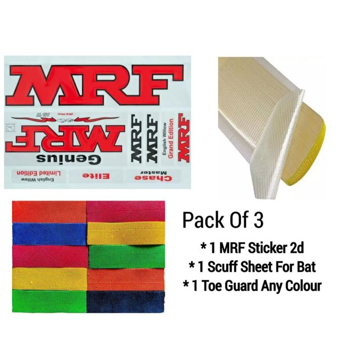Pack Of 3 MRF Sticker Scuff Sheet for Bat 1 Toe Guard