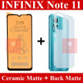 Infinix Note 11 Front Matte Glass Protector Ceramic Matte + Matte Protector Back Fiber skin Sheet For Infinix Note 11. 