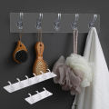 Transparent Wall 6 Hook Self Adhesive Wall Hanger Hook Hat Clothes Coat Rack Towel Key Holder Door Hook For Bathroom Storage Rack. 