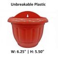Pack Of 2/4/6 Wall Hanging Plastic Pots For Plants - High Quality Unbreakable Plastic - Red. 