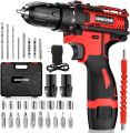 Cordless Drill Set 2 Batteries, WAKYME 12.6V Power Drill 30NM 18+1 Clutch, 3/8" Keyless Chuck, Variable Speed Built-in LED Electric Driver Drill for Drilling Wall, Bricks, Wood, Metal etc. 