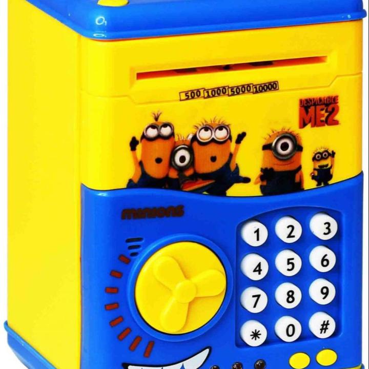 Minions Atm Money Box Safety - Kids Atm Money Bank-Kids ATM-Machine Money Saving Machine Kids-Atm Money Saving Safety Box For Kids-Atm Piggy Bank with Electronic Lock