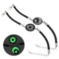 2Pcs Fashion Romantic Sun Moon Lovers Luminous Gemstone Woven Couple Bracelet. 