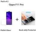 Oppo F11 Pro Tempered Glass Screen Protector Polish Glass + Back Clear Jelly Protector Soft Film Protection Hydrogel Film Protector For Oppo F11 Pro. 