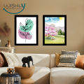 Wishly Green Purple Aesthetic Beauty leaves print Wall Hanging Frame. 