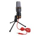 【COD+Ready Stock + FREE Shipping】Wired Microphone With Mic Stand Professional 3.5mm Jack Recording Condenser Microphone Compatible With PC Laptop Singing Gaming. 