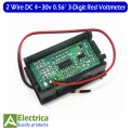 2 Wire DC 4V–30V 3 Digit Digital Display Voltage Meter 0.56 Inch Red LED Voltmeter Module High Accuracy Panel Indicator by Electrica. 