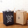 Dirty clothes storage basket wrought iron bracket folding dirty clothes basket laundry basket large cotton and linen waterproof toys clothing home. 