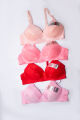 Pack of 1 imported double padded bra for womens new sexy pushup style brazzer- self print in half cup -bridal bra-soft and comfy adjustable straps 3 hooks in back size 32-44 multicolor. 