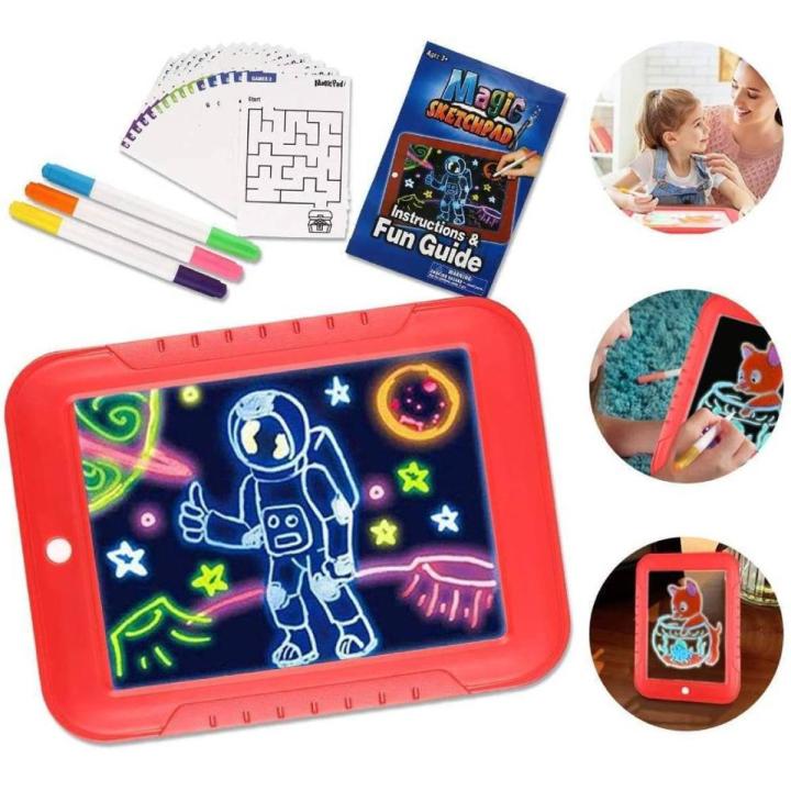 3D Magic Drawing Pad With LED Light 3D Puzzle Board Sketchpad Creative Tablet Kids Toys Gift LED Lights Glow Art Drawing Toys