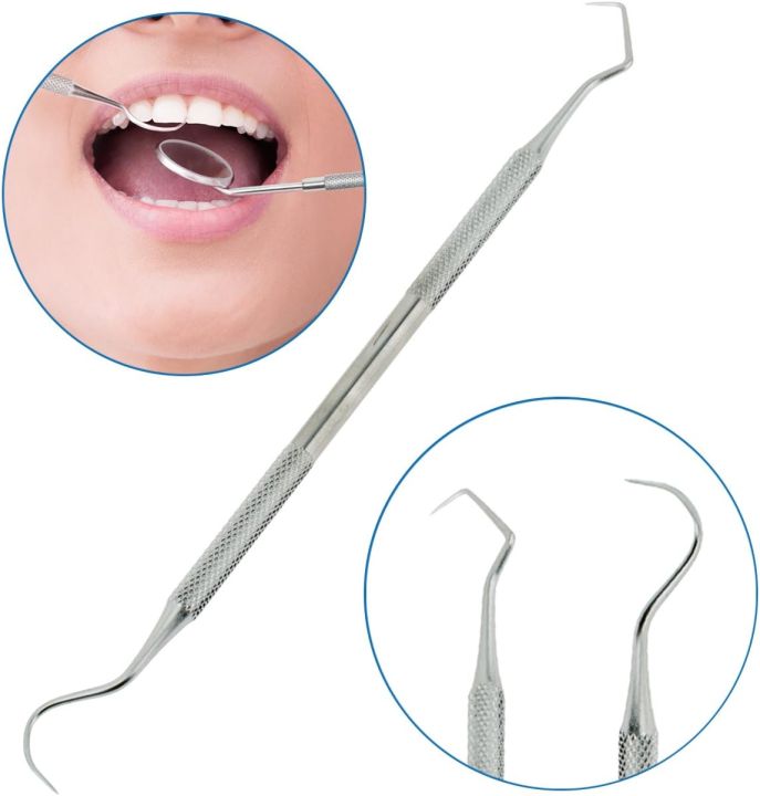 Professional Dental Tarter Scraper Tool Pick, Double Ended Tartar Plaque Remover for Teeth, Tooth Scraper - Added Tooth Cleaning at Home - 100% Stainless Steel, 6.5" Length (6.5 Inch (Pack of 1))