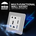 WBM Smart Universal 2100mA 5V 2 USB Wall Socket 2 USB Ports 10A EU Plug Timing APP Mobile Phone Button Panel Work With all home appliances. 