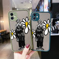 JIUMOO For Realme 7 4G Case Fashion Tide Brand Clear Daisy Pattern Thin Side Square Edge Frosted Transparent Hard Phone Cases New Design Shockproof Silicone Casing Full Cover Camera Protection Softcase. 