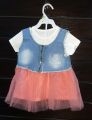 Kids Girls Frock with Jeans Jacket for Baby Girl ( 1 Set ). 