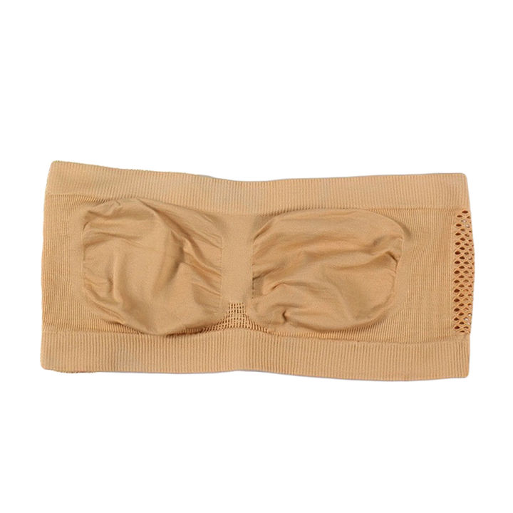 New Style Non Padded Top Tube Bra for Women Strapless Bras for Teenage and Training Ladies in Beige Color Fits 30 to 38 Bra Size