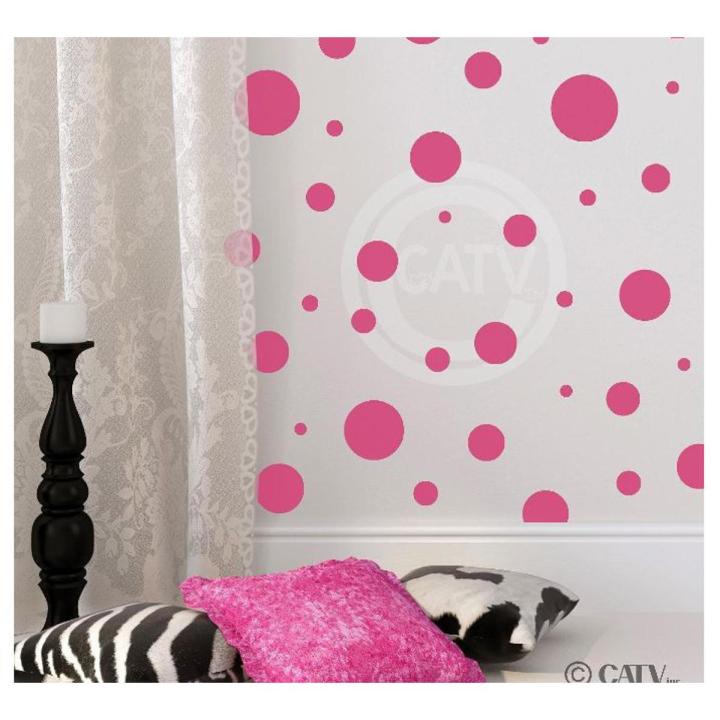 70 PCS (3 size)Pink Polka Dots Wall Stickers, Circle Pattern Stickers for Kids and girls room Wall Decals DIY Home Decor Art Wall Decor