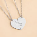 2 Pcs/Set Brother Sister Matching Necklace Stainless Steel Heart Puzzle Pendant Necklaces Family Jewelry Gifts. 