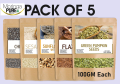 PCOS Organic Seeds Combo Kit–Chia Seeds, Pumpkin, Sunflower, White Sesame & Flax Seeds 100gx5 Pakistan. 