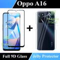 Oppo A16 Glass Protector 9D|5D|6D|10D|11D|21D Black Tempered Glass Screen Protector Full Glue Edge To Edge + Back Clear Jelly Protector Soft Film Protection Hydrogel Film Back Protector For Oppo A16. 