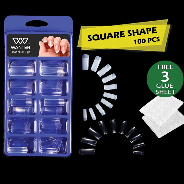 WANTER%20100Pcs%20Fake%20Nails%20For%20Girls,%20With%203%20Nails%20Glue%20Sheet,%20Square%20Almond%20Oval%20Coffin%20Shape%20Natural%20&%20Transparent%20Color%20Artificial%20Nails%20Kit%20Fake%20Nails%20Acrylic%20Nails%20For%20Girls%20Beautiful%20Nails%20False%20Nails%20With%20Nails%20Glue%20Stickers%20-%20Image%204