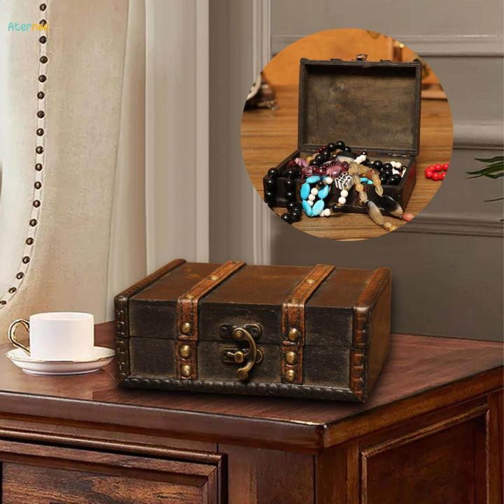 Retro Style Treasure Box Wooden Jewelry Storage Box Jewelry Box for Earrings Brooches