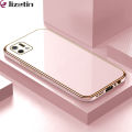 Jizetin (Free Lanyard) for OPPO A16K / A16e Back Cover Luxury 6D Plating Case Side Pattern Soft Silicone Square Mobile Phone Cases. 