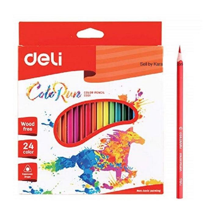 Deli 24 Colored Pencil Set - Pack of 24 Colour Student Coloring color pencil 24pcs set Multicolor