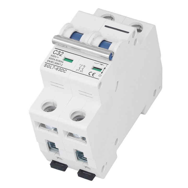 2 Pole 500V 32 Amp Isolator DC Miniature Circuit Breaker Quick Release for Solar PV System