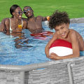 Bestway Above Ground Steel Durable Frame Oval Pool With Port Holes, 14 Feet X 8.2 Ft X 39.5 Inch, Deep Family Swimming Pools, Summer Water Fun, Easy To Drain & Setup Full Size, With Filter Pump Cartridge, Ladder & Cover, Extra Depth Large For Adults 56714. 