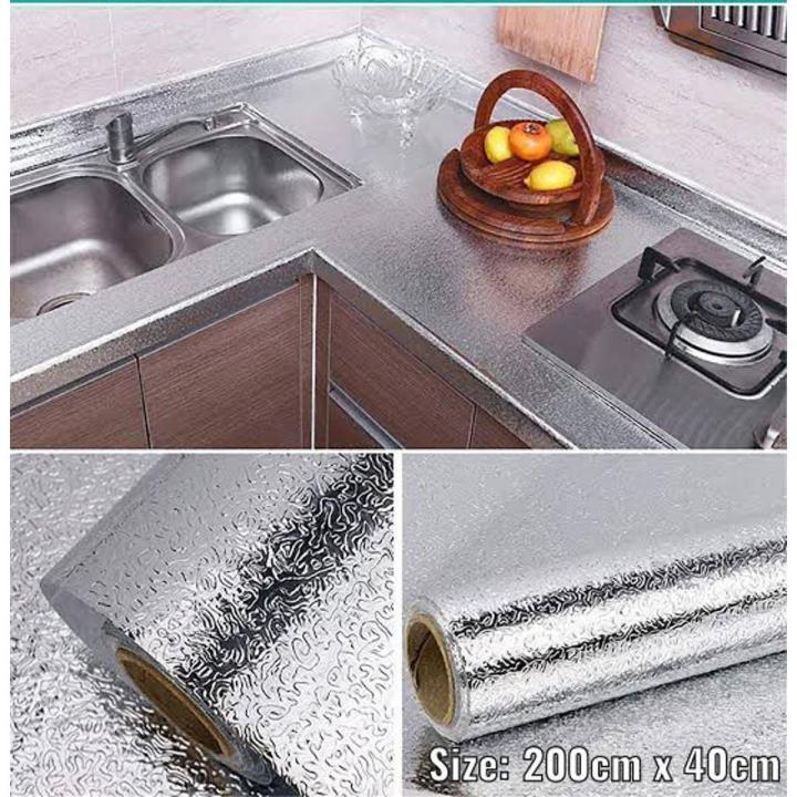 Aluminium Foil Self Adhesive Aluminium Foil Sheet for Kitchen Aluminum Foil Sticker, Anti-mold and Heat Resistant Oil Proof Aluminum Foil Sheet Paper Roll, DIY Sticker for Kitchen Wall, Stove, Drawers and Shelves, Kitchen Wallpaper
