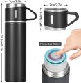 Stainless Steel Coffee Thermos Vacuum Flask Set, Insulated Water Bottle with Three Cup for Hot and Cold Drinks. 