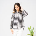 Women's Contrast Stripe Printed Casual Shirt  White & Black. 