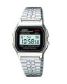 Casio General Vintage Youth Stainless Steel Silver Tone Digital Rectangle Silver Steel Bracelet Watch-A159W-N1DF. 